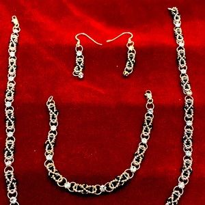 Necklace, bracelet, and matching earrings.